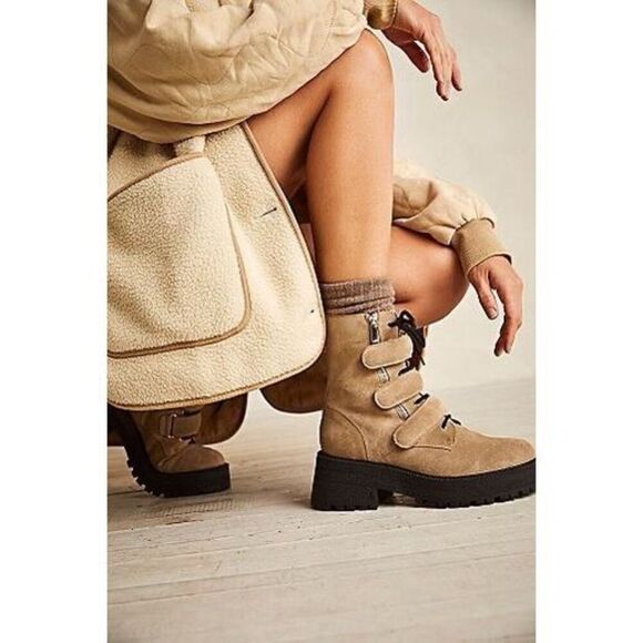 Free People Emmett Strap Lace-Up Boots Size 9.5 - Picture 1 of 8